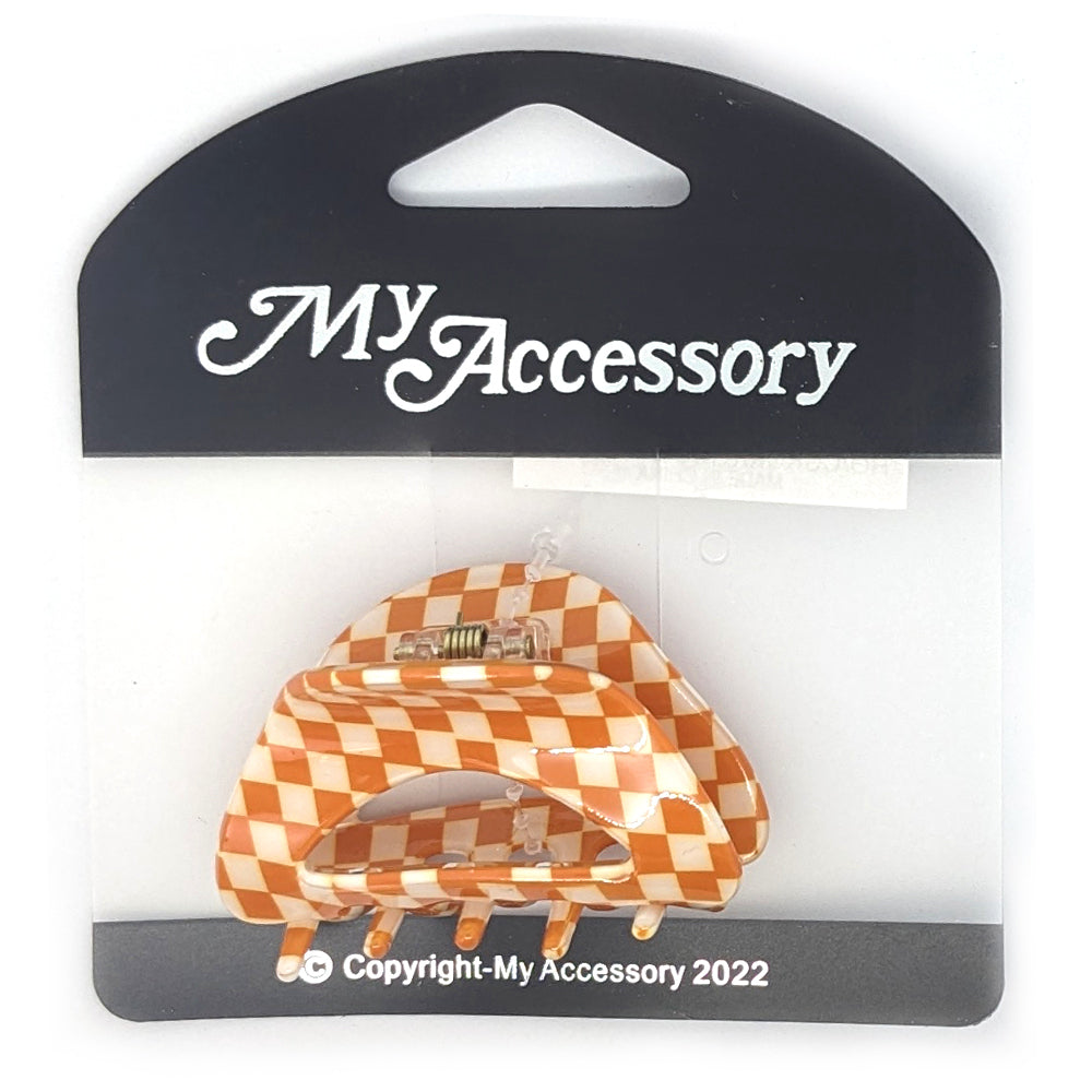 6PK My Accessory 5cm Melrose Hair Clip Check Mix Assorted