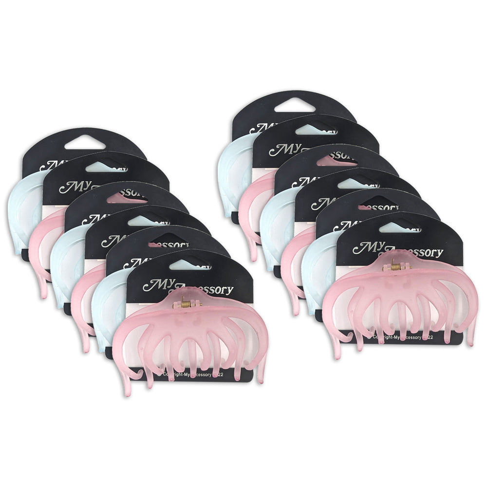 12PK My Accessory 10.5cm Melrose Hair Clip Octopus Frosted Assorted Accessory