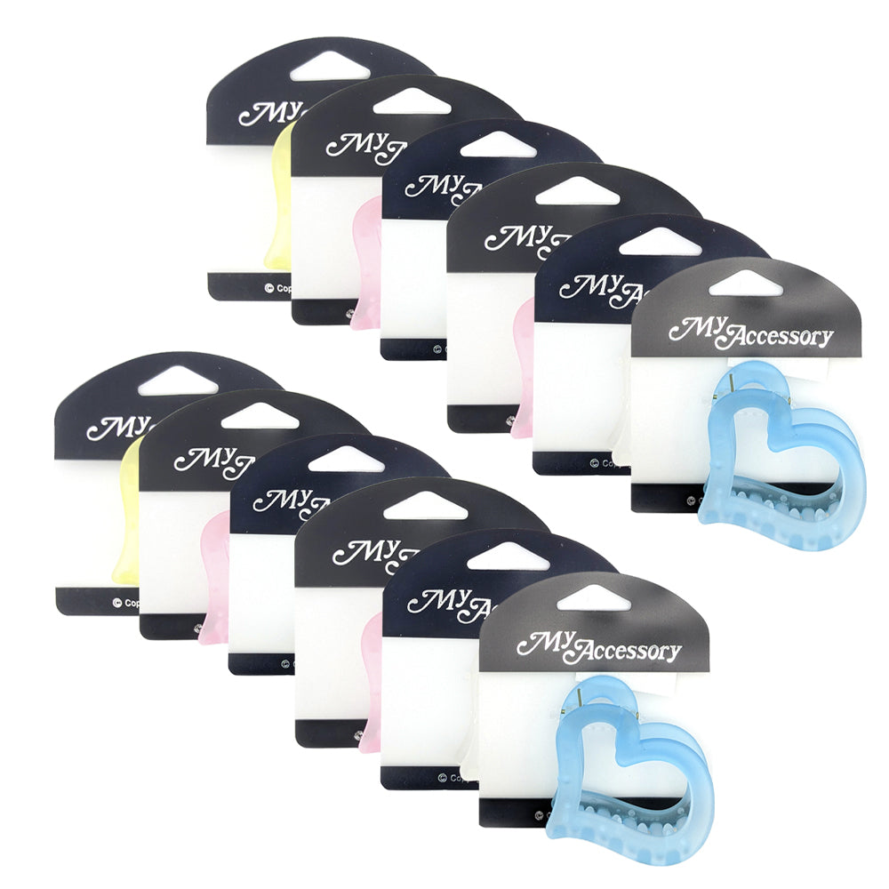 12PK My Accessory 6.5cm Melrose Hair Clip Frosted Heart Assorted