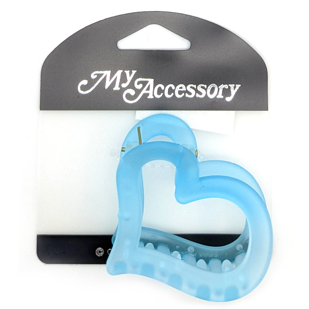 12PK My Accessory 6.5cm Melrose Hair Clip Frosted Heart Assorted