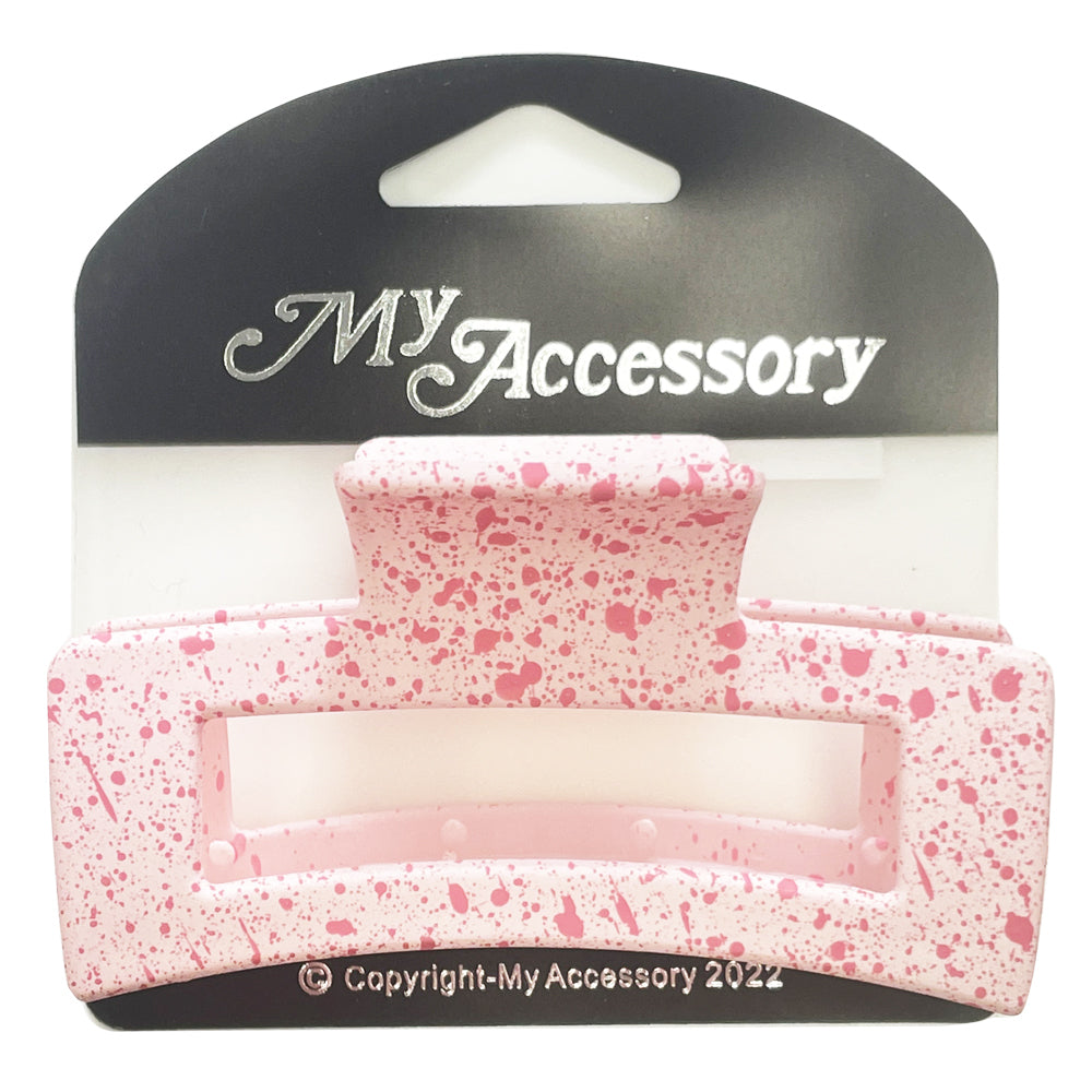 12PK My Accessory 8.5cm Melrose Hair Clip Rectangle Spot Paint Assorted
