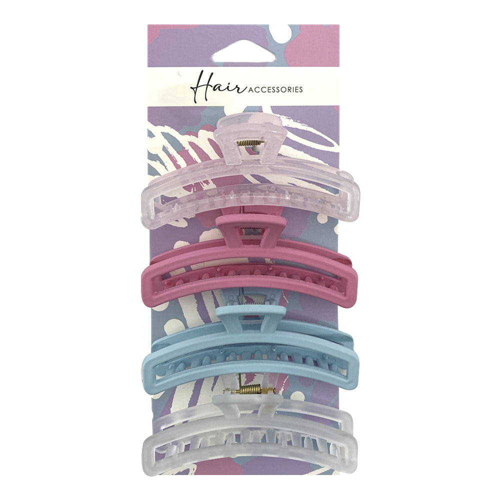 3x 4pc Hair Accessories Melrose 10cm Clips Curve Pastel Mix Accessory