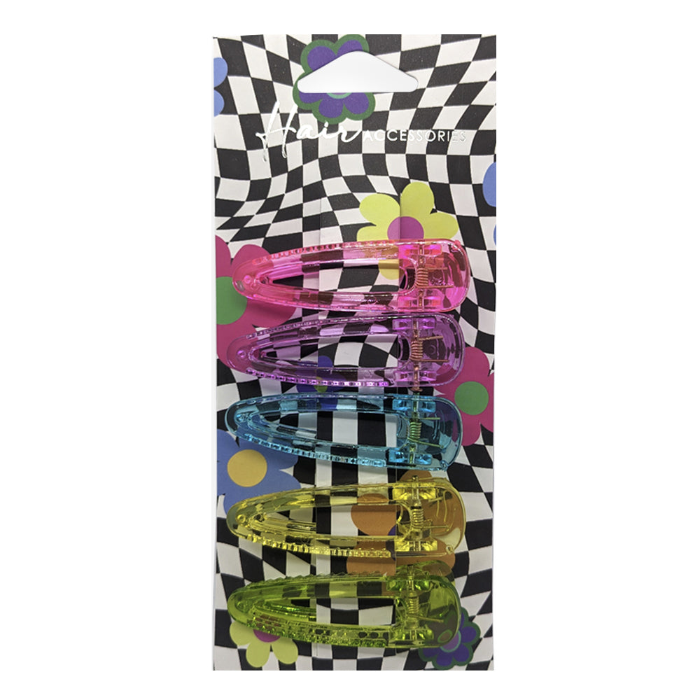 6x 5pc Hair Accessories Duck 6cm Clips Accessory Transparent Multi Colour