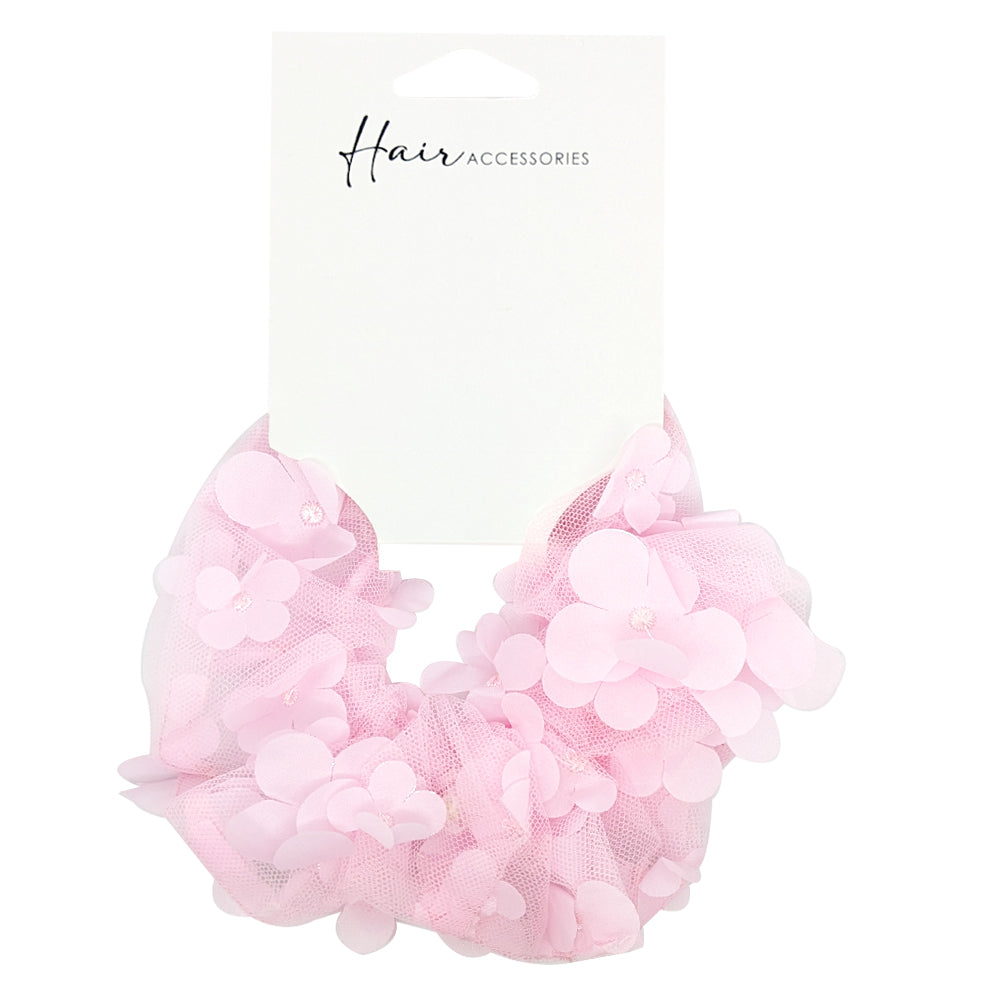 6PK Hair Accessories Scrunchie 14cm Flower Decal Organza Ponytail Accessory