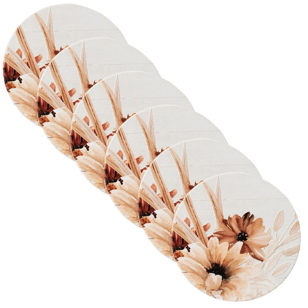 6PK Splosh Home Sweet Home Floral Ceramic Coaster 11cm