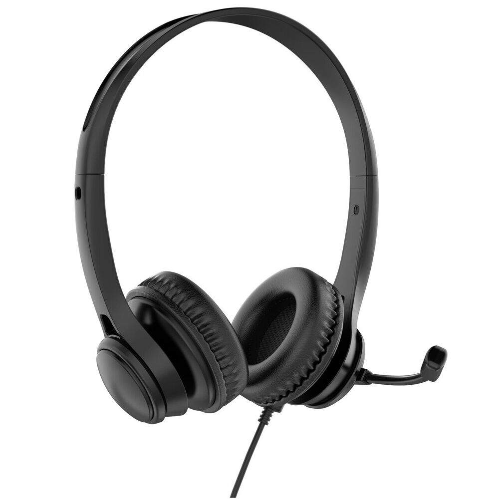 2PK Laser Wired Conference Headset 3.5mm Microphone Inline Controls Black