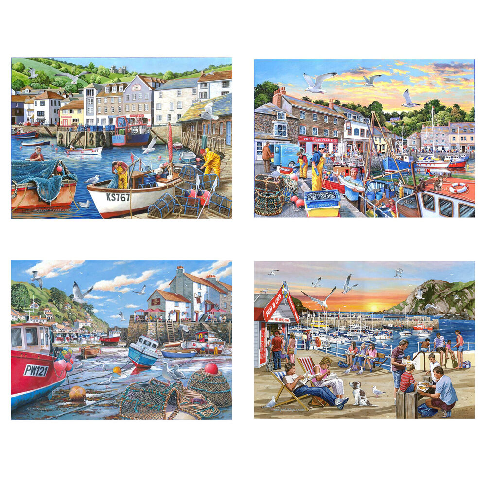 4 x 500pc House Of Puzzles Days at The Dock Multipack 34x48cm Jigsaw 3y+
