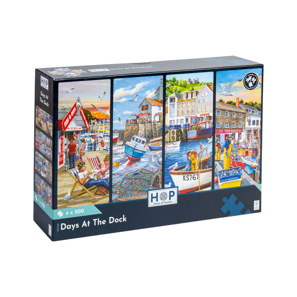 4 x 500pc House Of Puzzles Days at The Dock Multipack 34x48cm Jigsaw 3y+