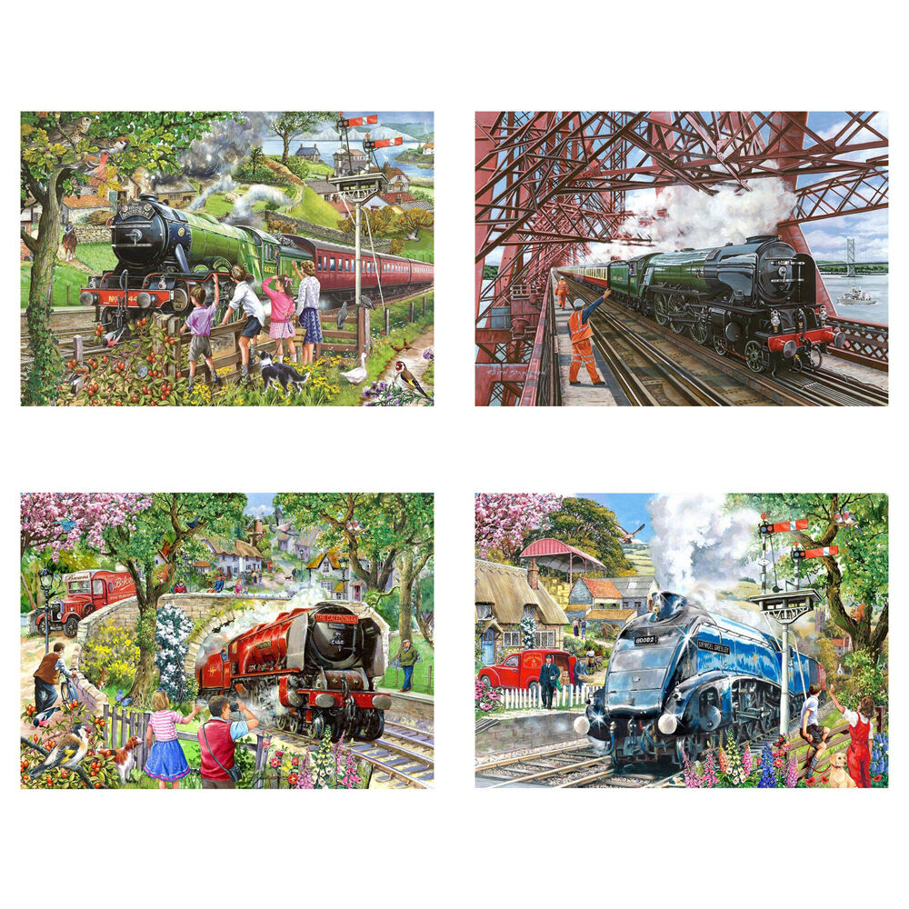 4 x 500pc House Of Puzzles Steaming Along Multipack 34x48cm Jigsaw 3y+