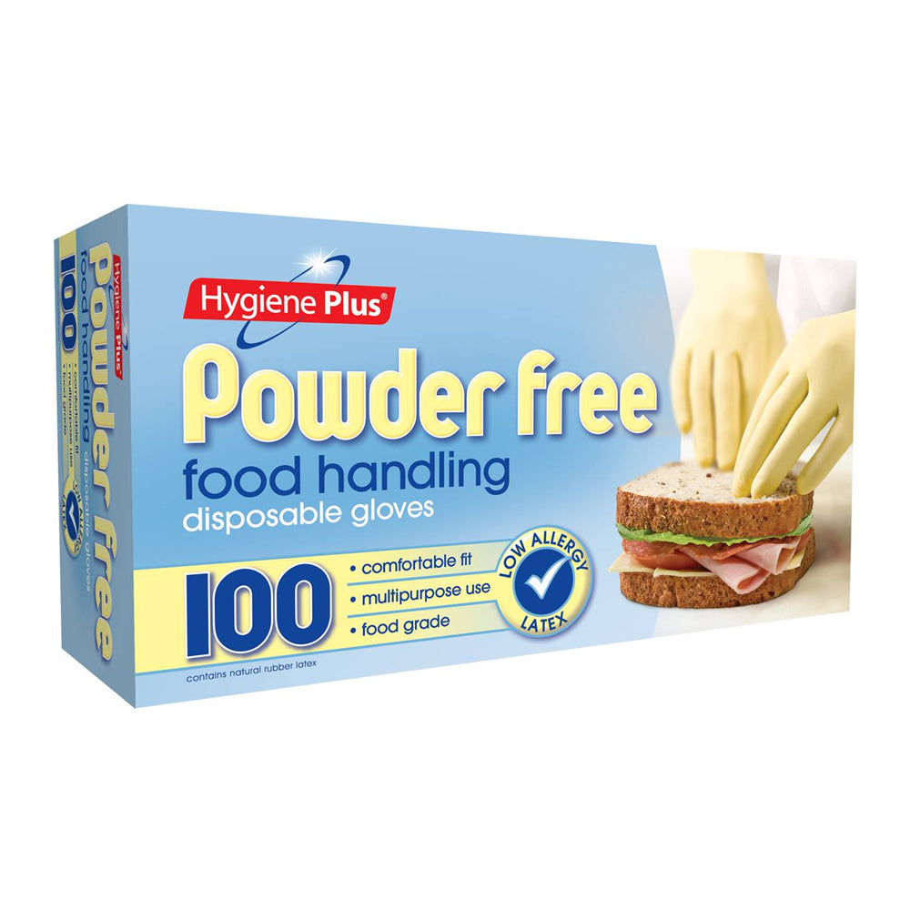 3x 100pc Hygiene Plus Powder Free Disposable Food Handling Gloves Low Allergy Latex