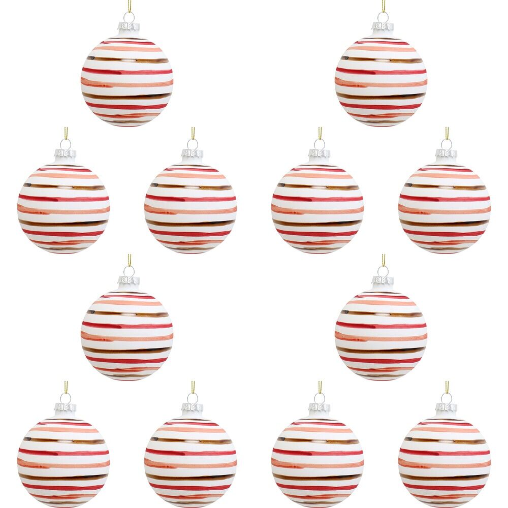 12PK LVD 8cm Glass Bauble Tutti Fruiti Home/Office Xmas Decor