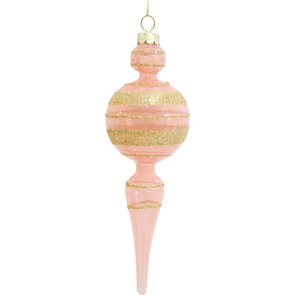 4PK LVD Glass Drop Ornament Hanging Home Decor 18cm Crepe/Gold