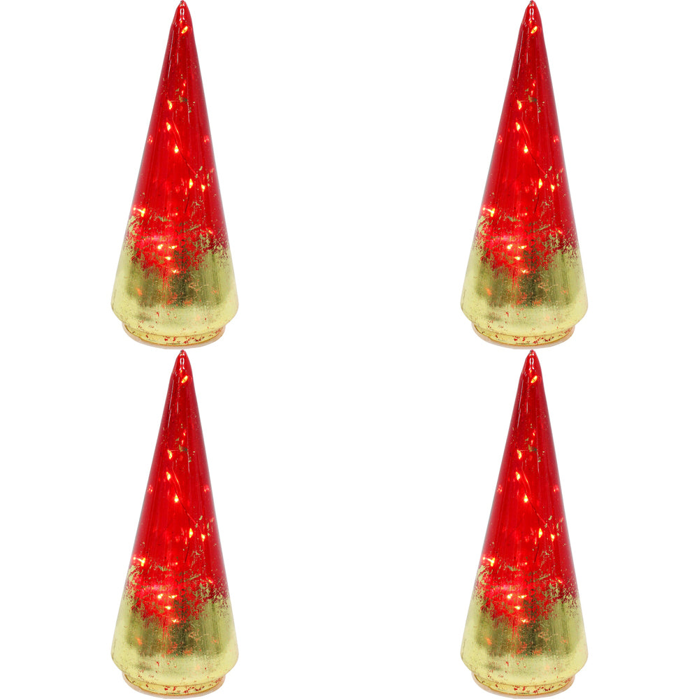 4PK LVD 8x22cm LED Glass Tree Ruby Small Home Decor - Red/Gold