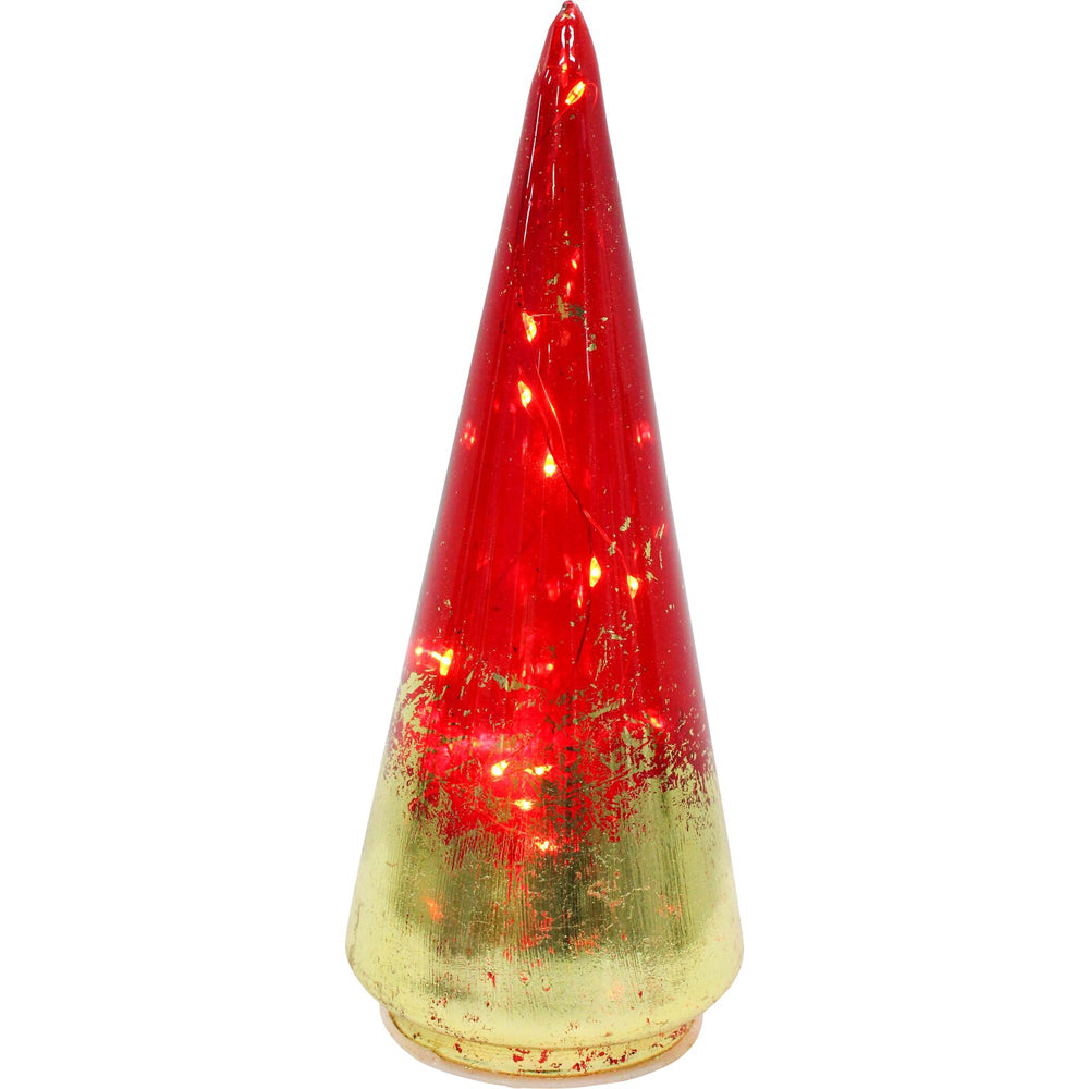 4PK LVD 8x22cm LED Glass Tree Ruby Small Home Decor - Red/Gold