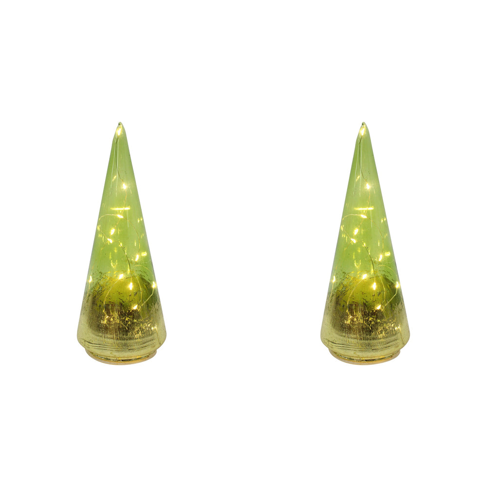 2PK LVD 8x22cm LED Glass Florence Small Home Decor - Green