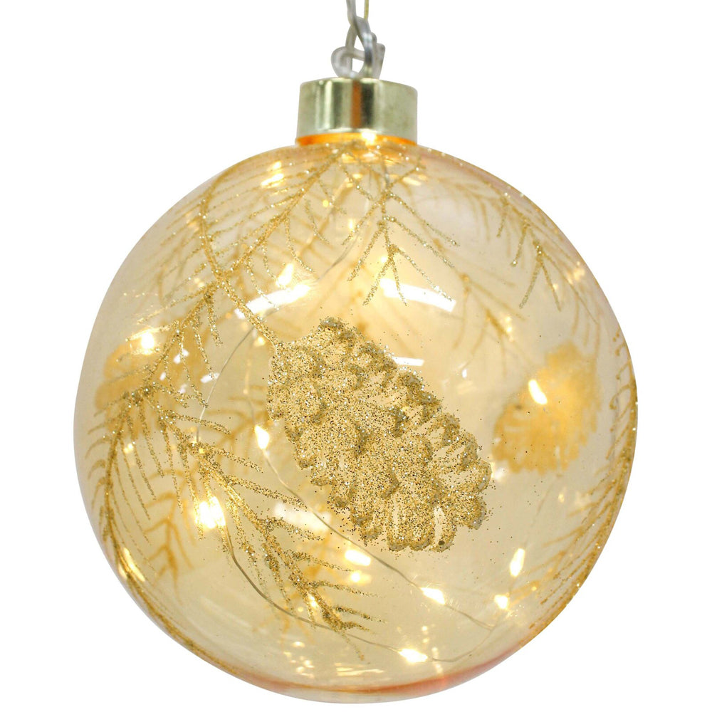 6PK LVD 12cm LED Glass Bauble XL Botanical Home/Office Xmas Decor