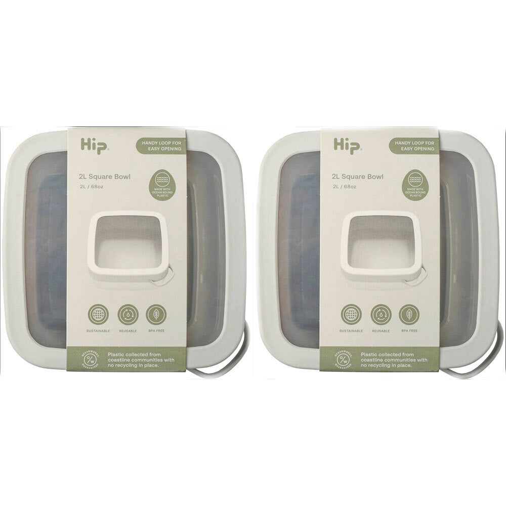 2PK HIP Live-Eco Square Container Sustainable Food Storage Box 2L Assorted