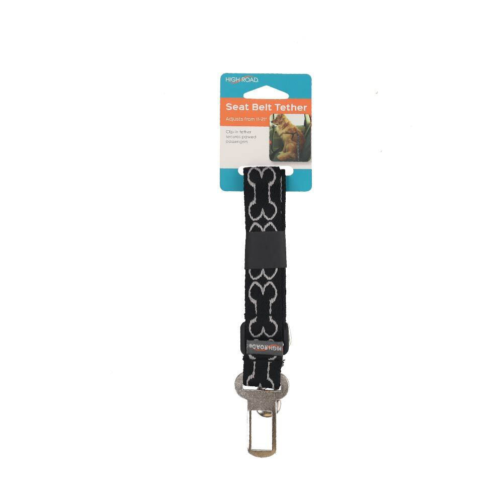 2PK High Road 11-21'' Adjustable Pet Dog Car Seat Belt Tether Harness Black 8x25cm