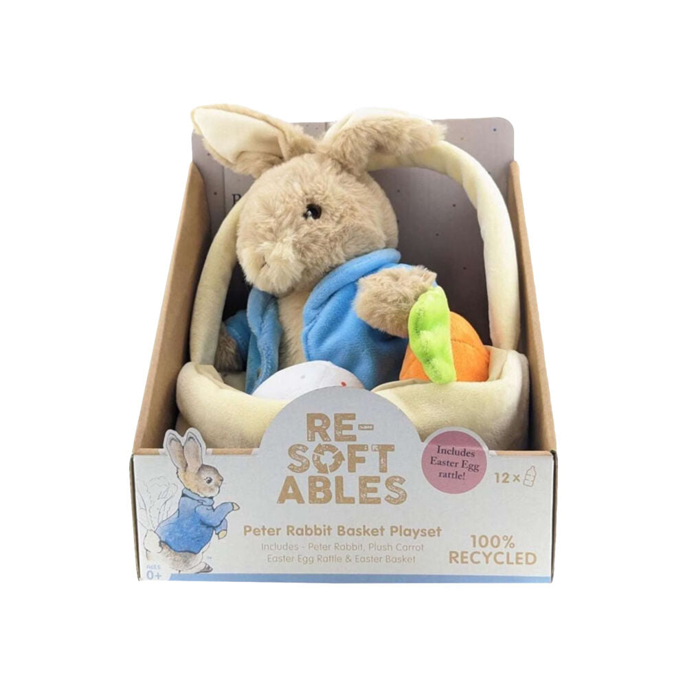 Resoftables Peter Rabbit 9in Basket Playset Soft Toy Kids