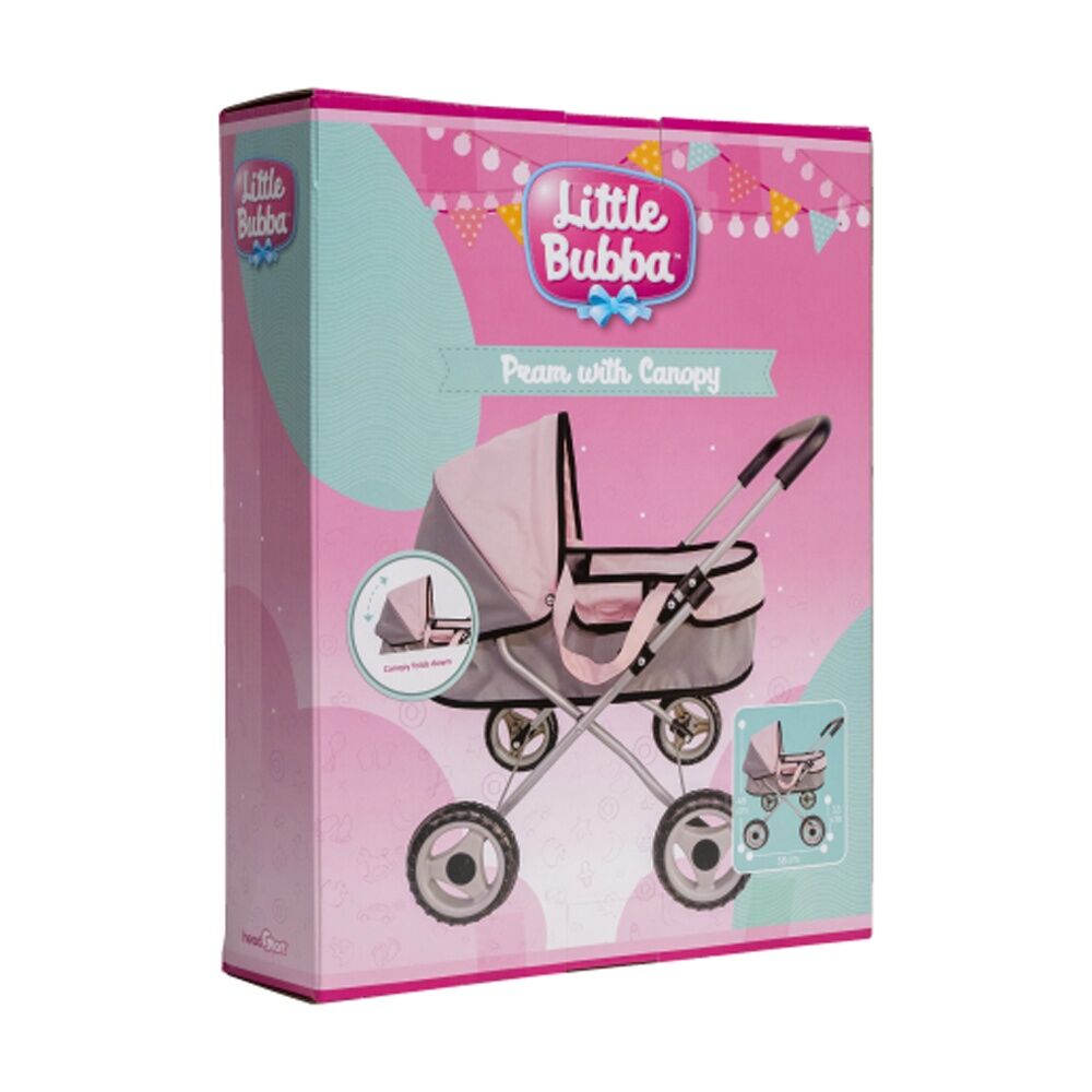 Little Bubba 46cm Foldable Doll Pram w/ Canopy 3y+ Pink