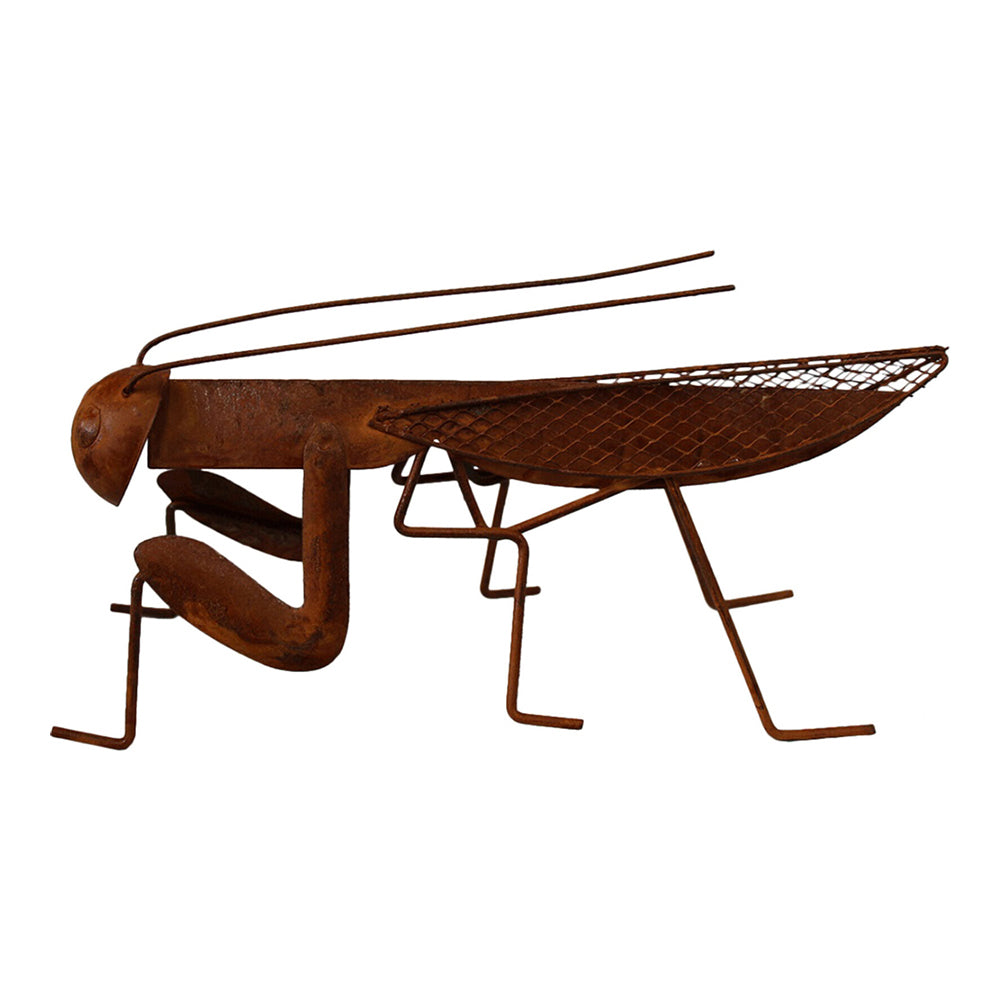 2PK LVD Rust Metal 19cm Grasshopper Insect Ornament Large - Brown