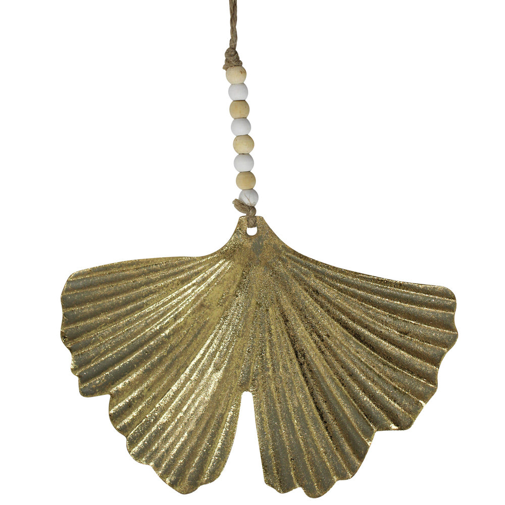 12PK LVD 15x10cm Metal Gingko Hanging Home Christmas Decor - Gold