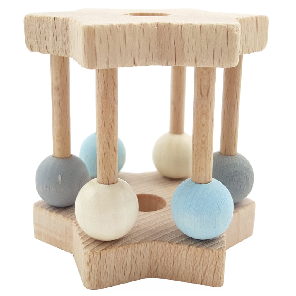 Hess Spielzeug Wooden 6.5cm Rattle Star Baby 0m+ Natural Blue