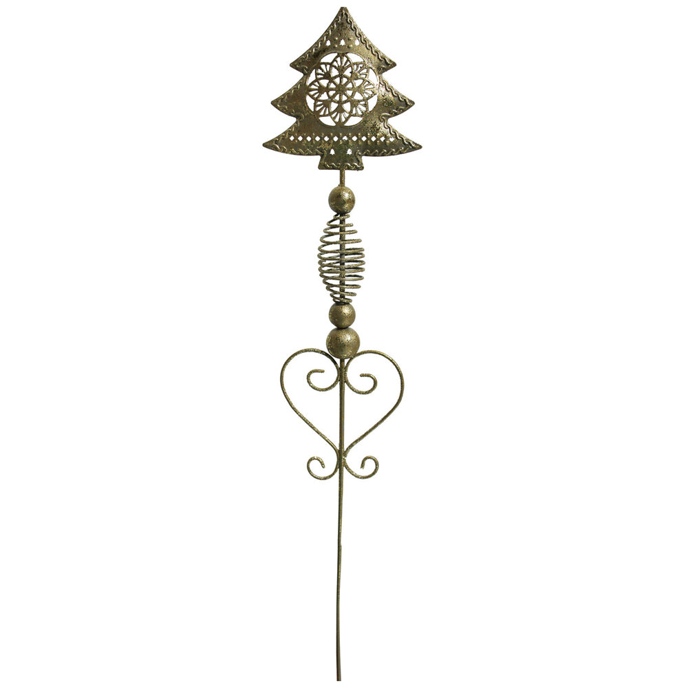 6PK LVD Metal Pot Spike Xmas Tree Christmas Decoration 56cm - Gold