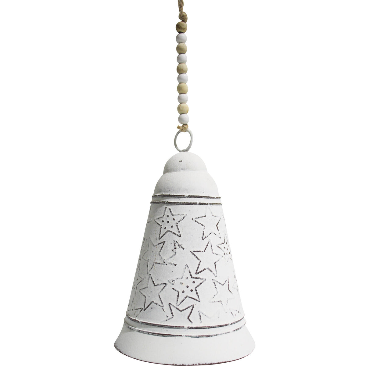 2PK LVD Metal Bell Christmas Star Hanging Ornament Medium - White