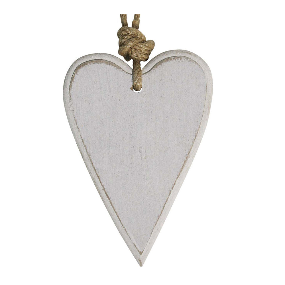 3PK LVD Metal/Jute 11cm Home Decorative Hanging Heart Ornament Small - White