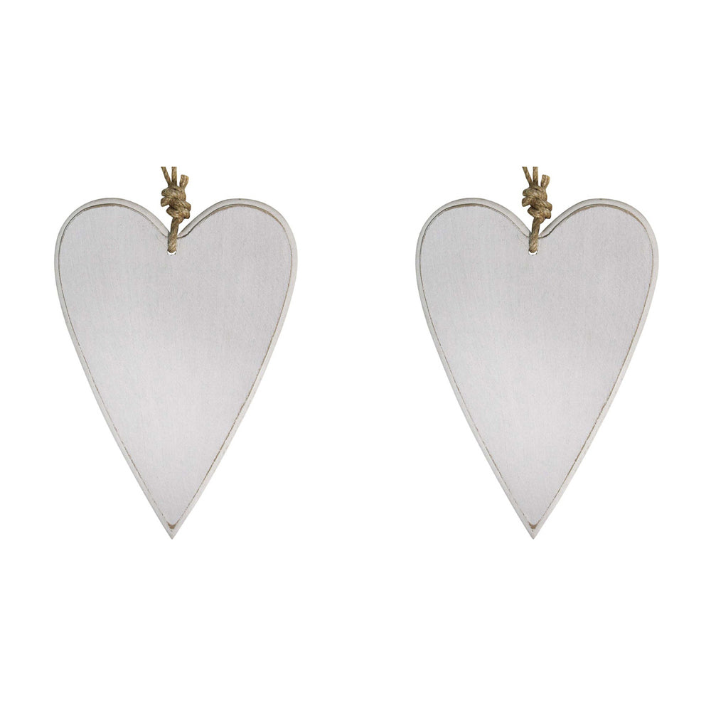 2PK LVD Metal/Jute 19.5cm Home Decorative Hanging Heart Ornament Large - White