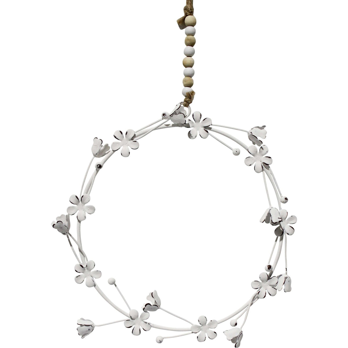 2PK LVD Metal Daisy Wreath Home/Garden Decor 17x17cm - White