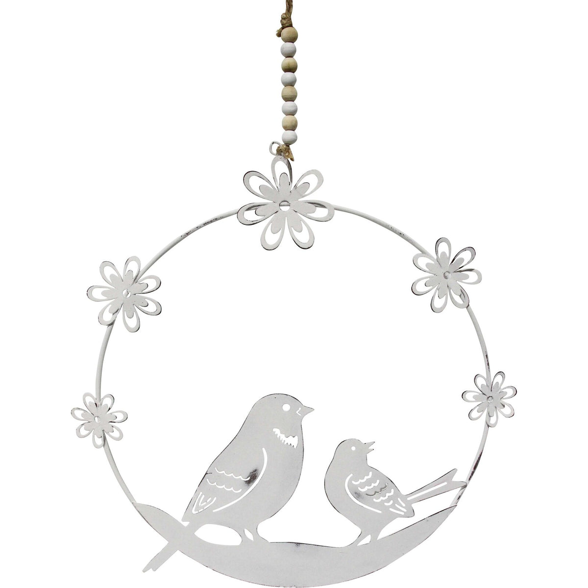 2PK LVD Metal Bird Spring Glory Home Hanging Decor 23cm Large - White
