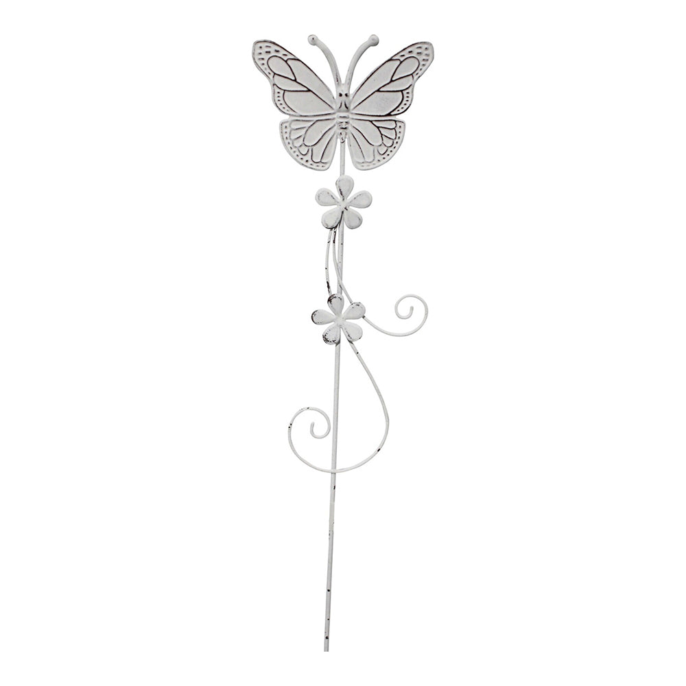 2PK LVD Metal 46cm Pot Stake Decorative Ornament Butterfly