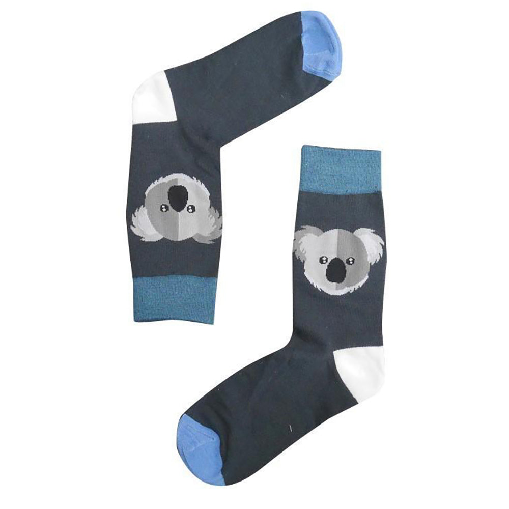 2PK Sole Mates Unisex Casual Dress Novelty Large Koala Head Socks Pair One Size