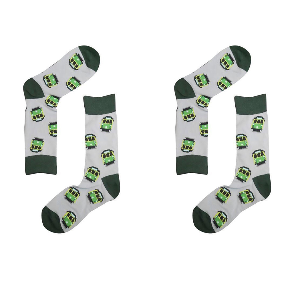 2PK Sole Mates Unisex Casual Dress Novelty Tram Socks Pair One Size