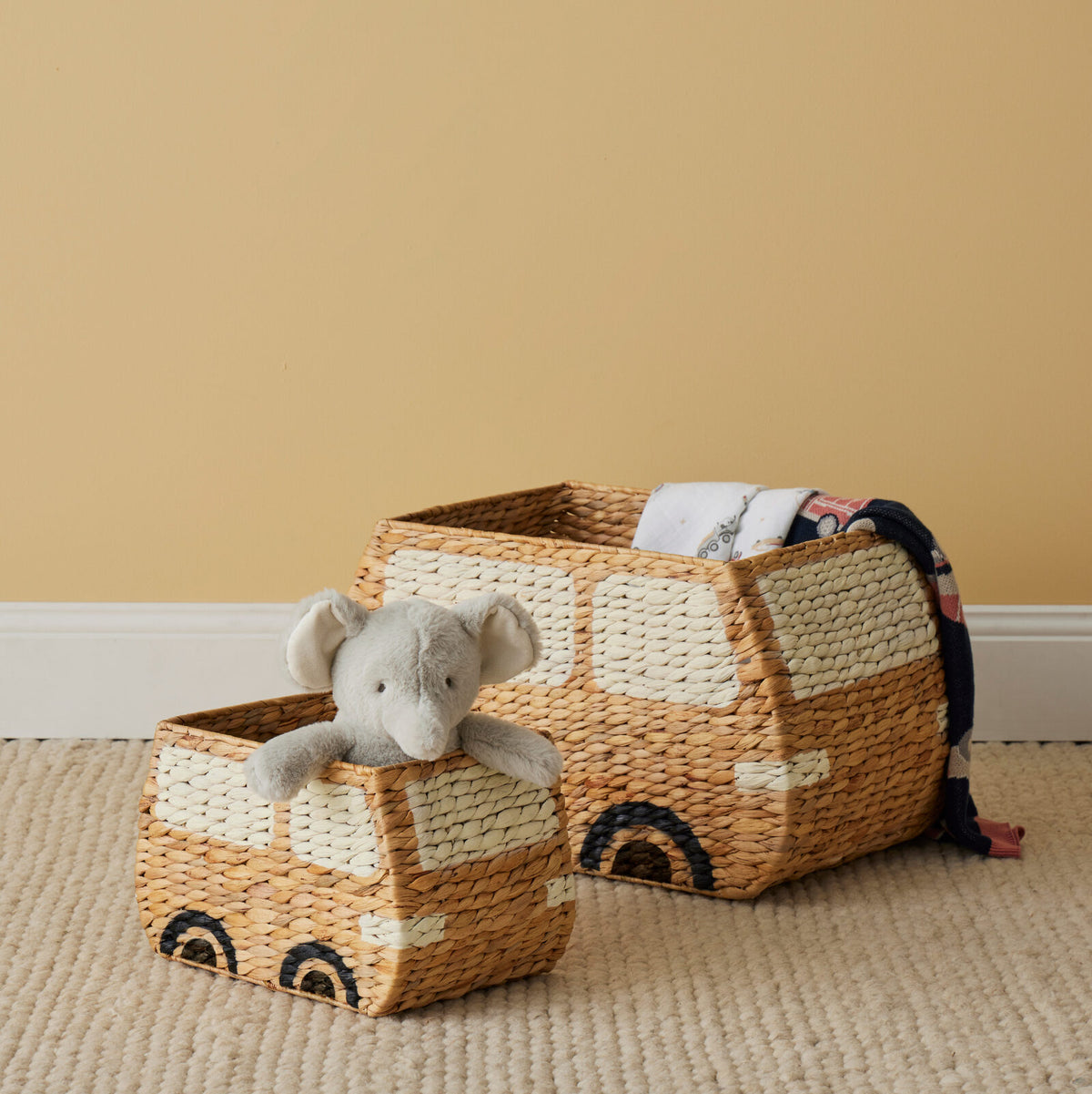 2pc Jiggle & Giggle Bus Basket Storage Organiser - Natural