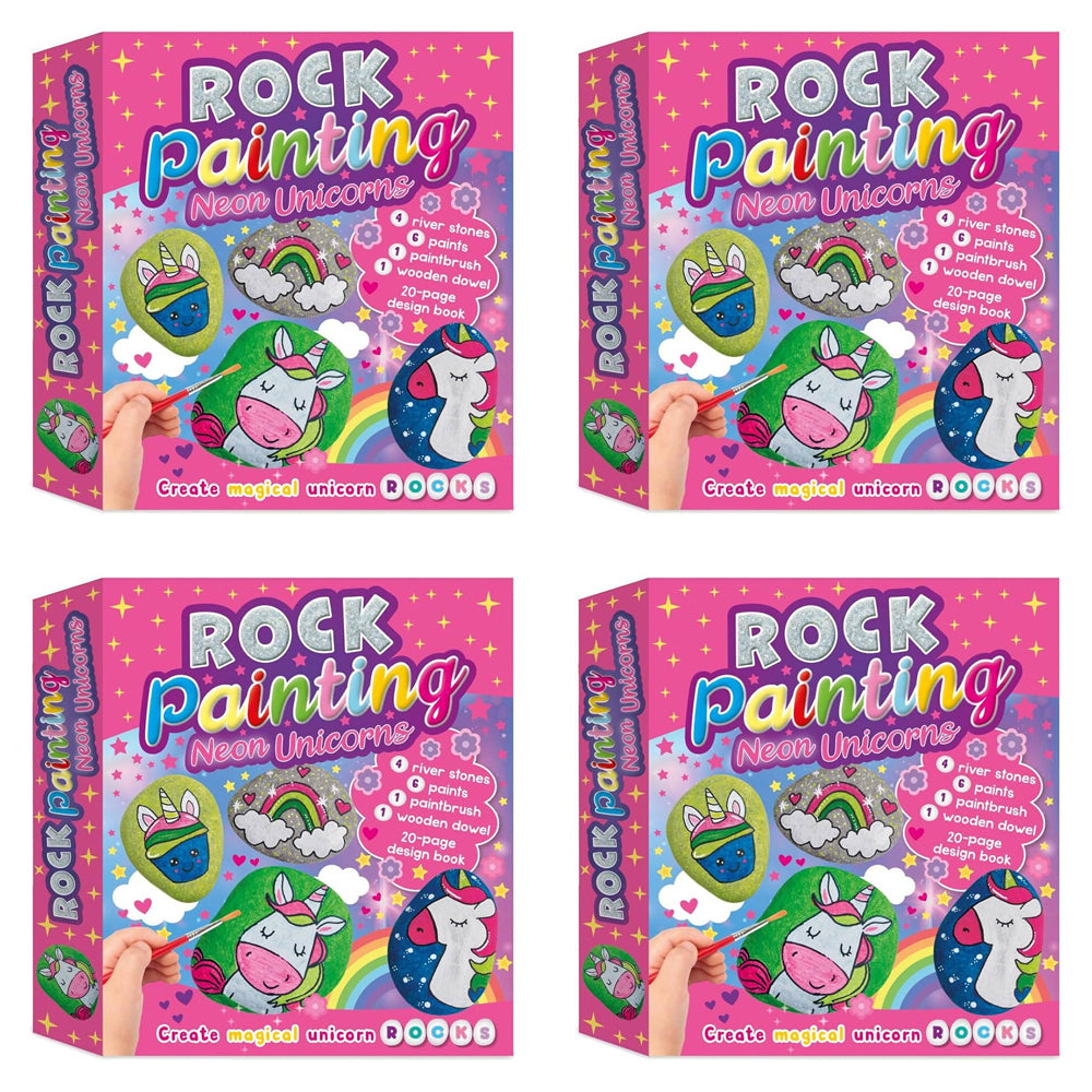 4PK Bookoli Crafting Fun: Neon Unicorn Rock Painting Kids Educational Book 4Y+