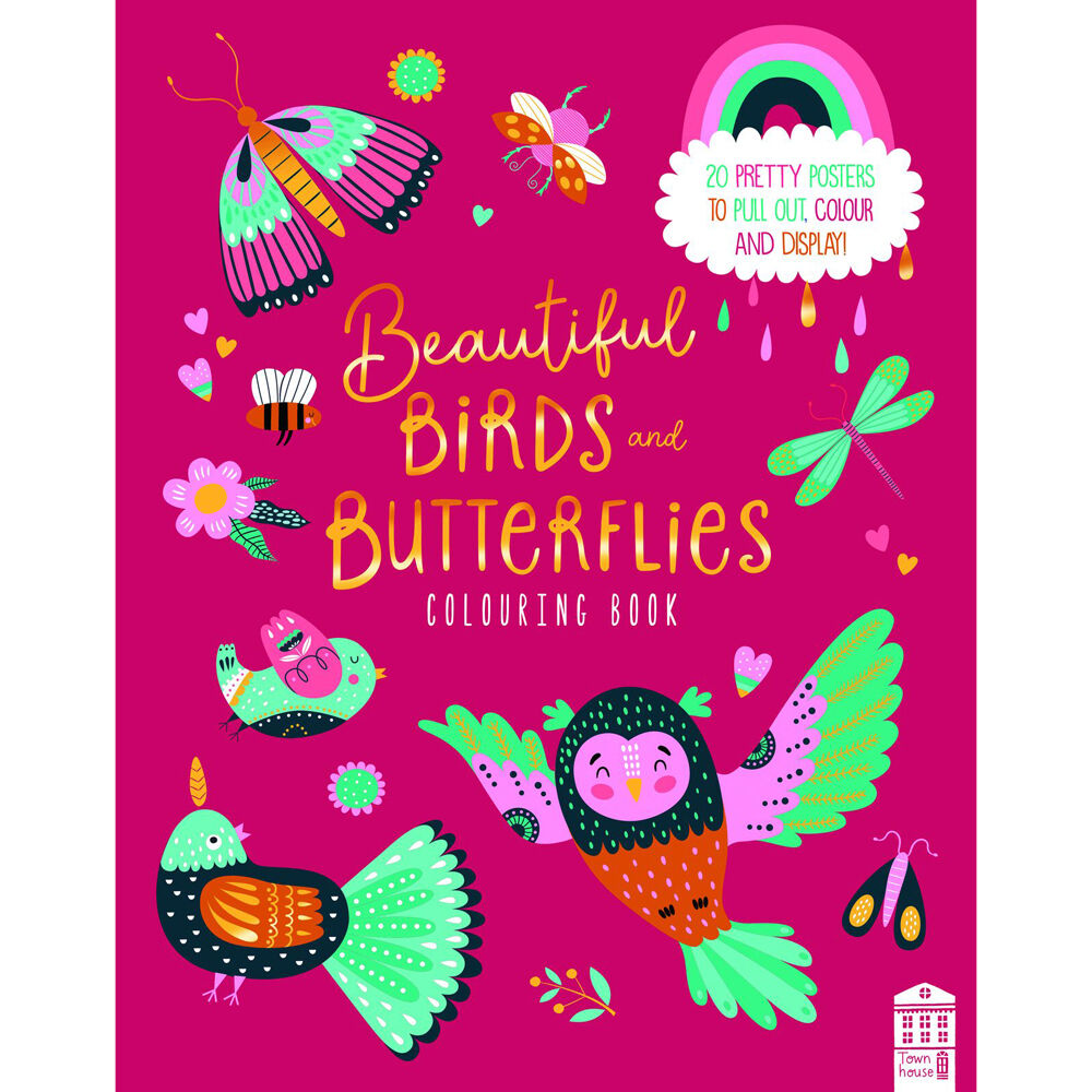 3PK Townhouse Butterflies & Birds 35.5x28cm Colouring Book