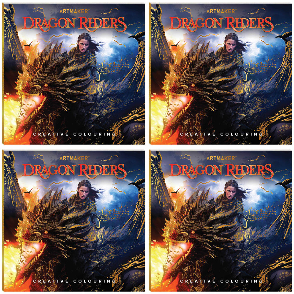 4PK Art Maker Creative Colouring Book Dragon Riders 29x29cm