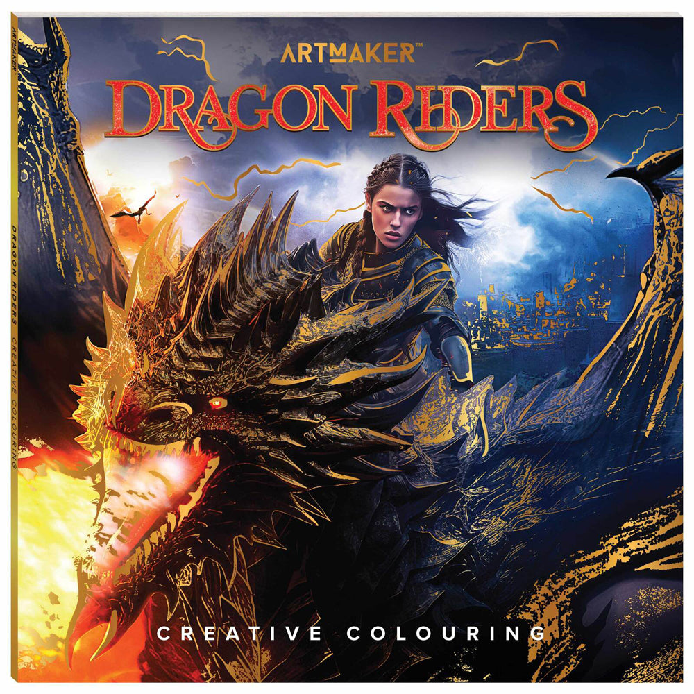4PK Art Maker Creative Colouring Book Dragon Riders 29x29cm
