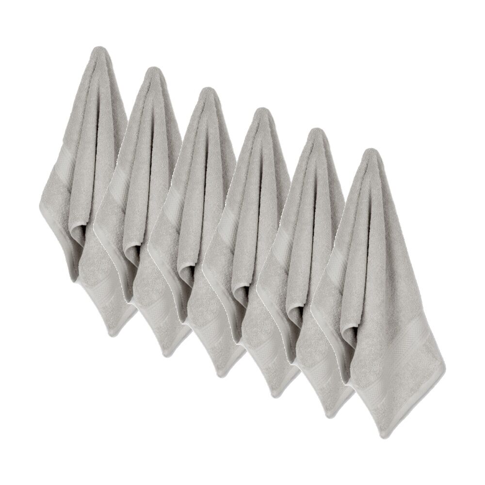 6x Ardor St Regis Collection 40x70cm Hand Towel 600GSM Soft Cotton Silver