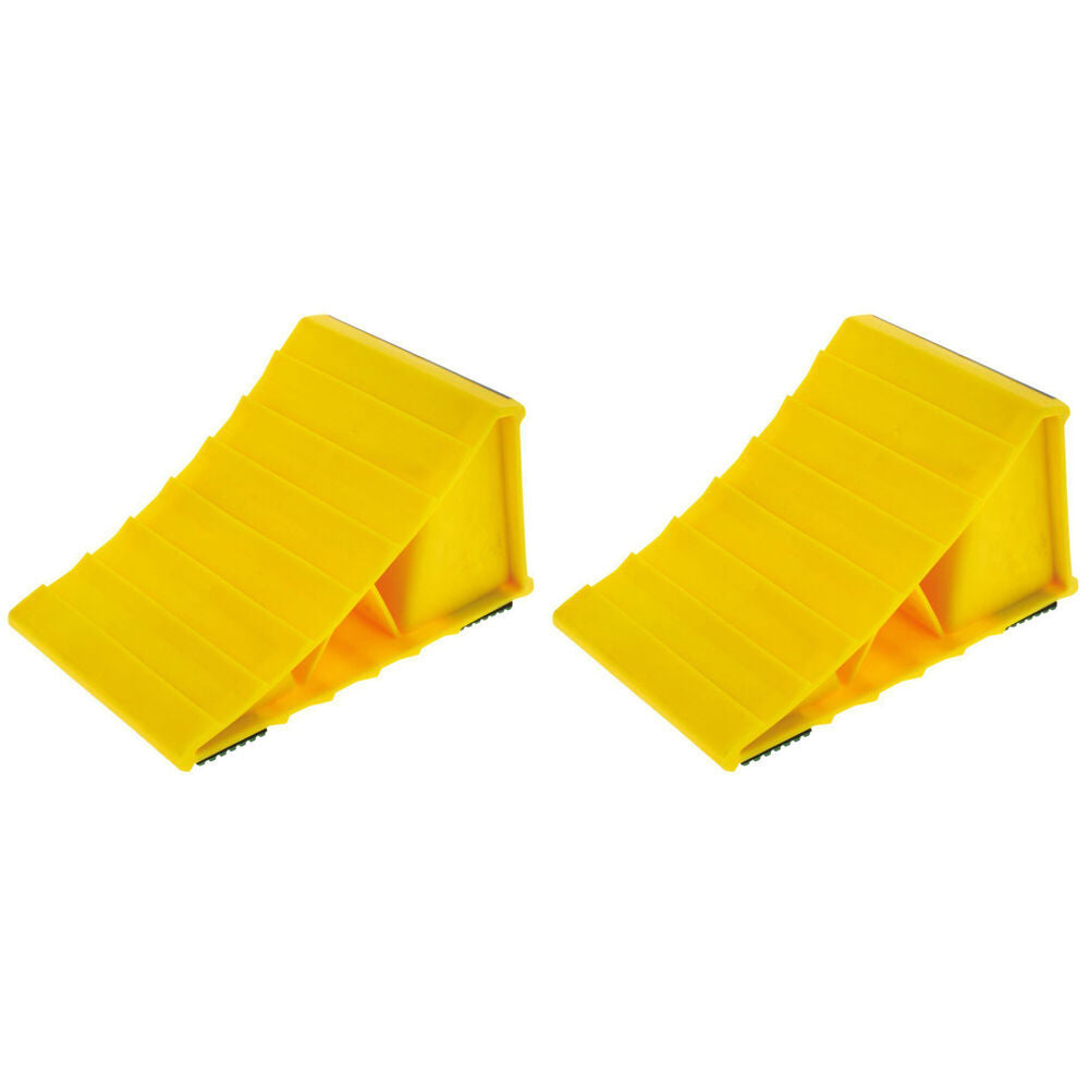 2PK Hulk Plastic Anti Slip Rubber Base Wheel Chock 208x120mm Yellow