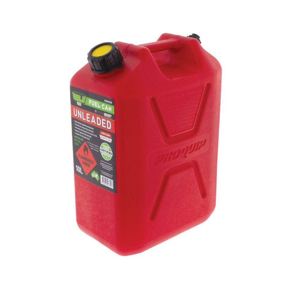Hulk Fast Flow Plastic Unleaded Jerry Fuel Storage Can 10L Red