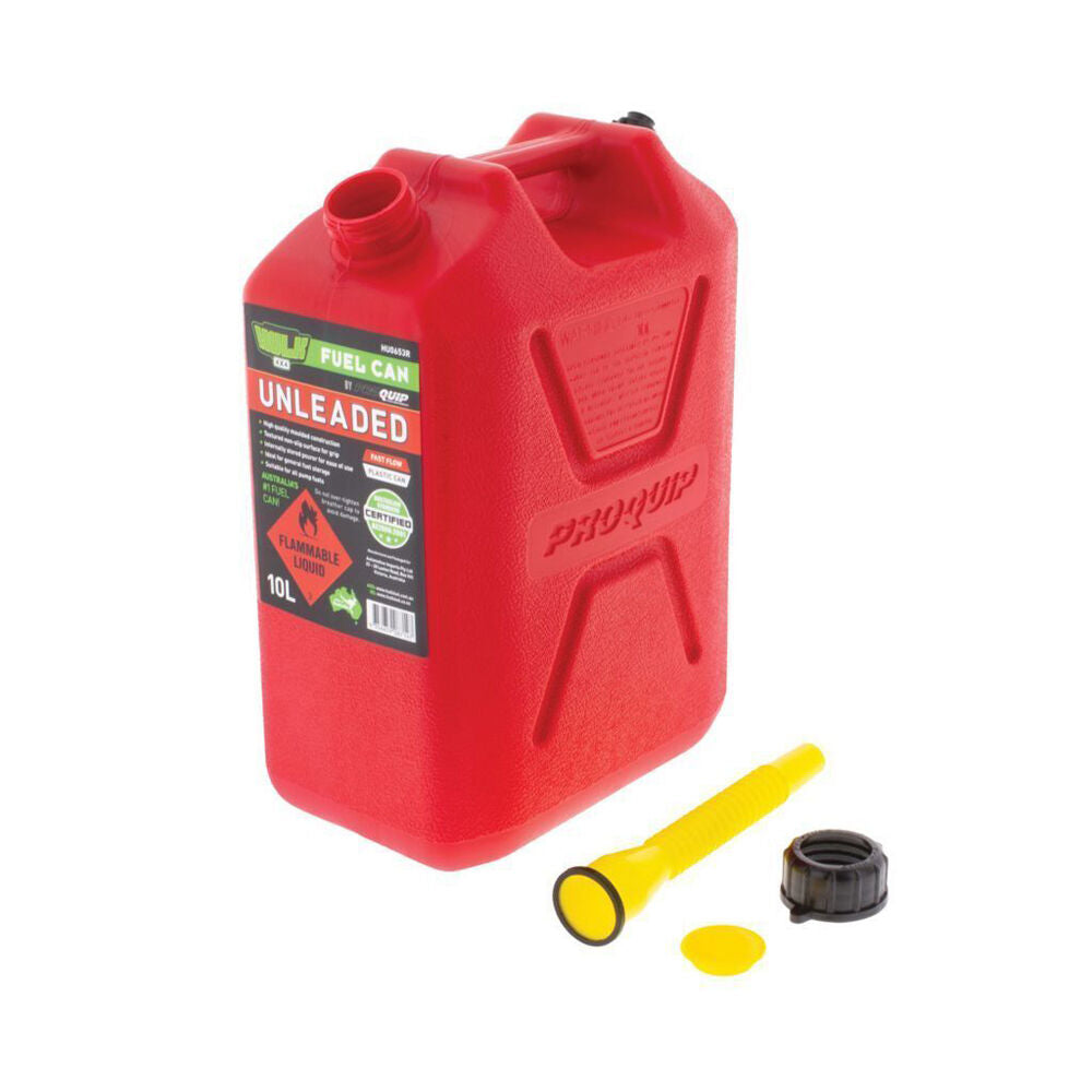 Hulk Fast Flow Plastic Unleaded Jerry Fuel Storage Can 10L Red