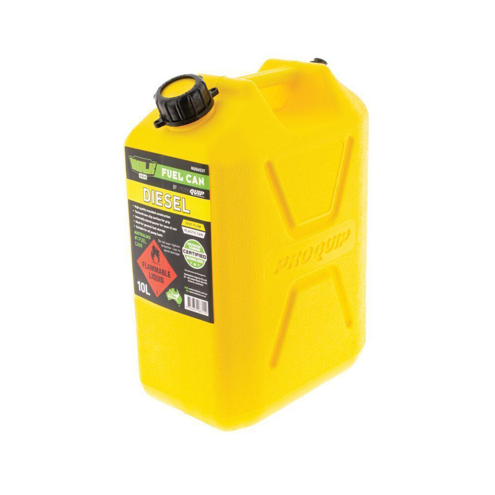 Hulk Fast Flow Plastic Diesel Jerry Fuel Storage Can 10L Yellow
