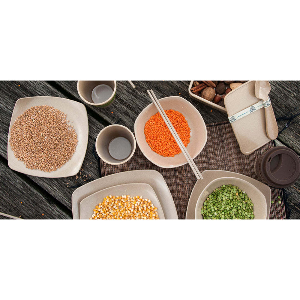3PK EcoSouLife Reusable Rice Husk Large Square Bowl 2000ml - Beige