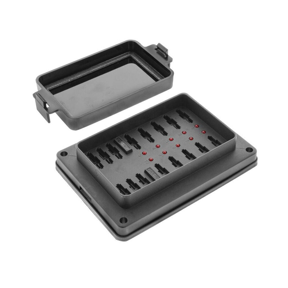 Hulk Heavy-Duty Weatherproof Blade Vehicle Fuse Box w/ Cover 10-Way