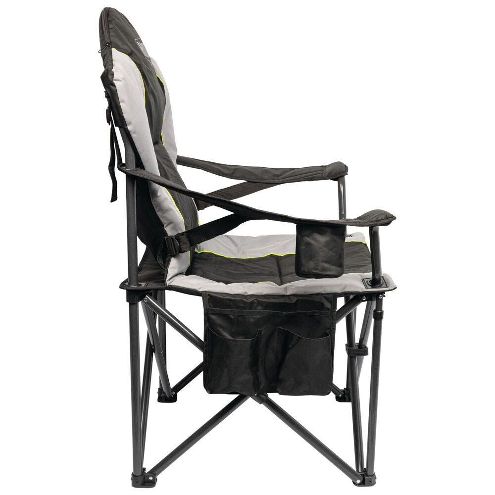 Hulk Heavy Duty Camping Chair with Lumbar Support – 200kg Rated Black/Grey