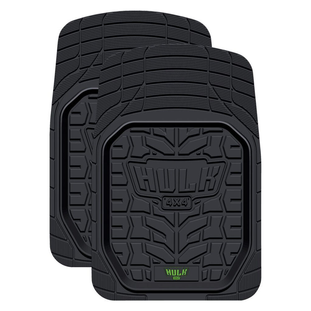 2pc Hulk Heavy Duty Deep Dish Anti-Slip Rubber Car Floor Mats 78x52cm Black